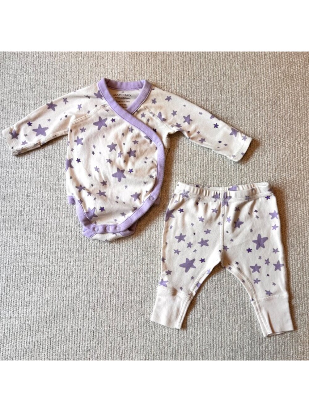 Hanna Andersson Moon & Back Set 0-3 Month Baby Outfit Purple Star Organic Cotton